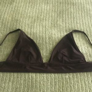 J. Crew Plunge V-neck Bikini Top in Dark Brown